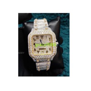 Wysokiej jakości pełne mrożone mrożone osoby Hip Hope Real Moissanite Diamond Studded Watches od indyjskiego dostawcy przy niskiej cenie