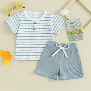 Zestawy odzieży 2PCS Baby Boy Summer Sumfits Krótki rękaw z przodu okrągły szyję Krótki koszulki