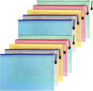 Bag 10PCS A4 A5 A6 B4 B5 A3 B4 Document Bag Zip File Folder Stationery Storage Folder File Mesh Zipper Pouch School Office Supplies