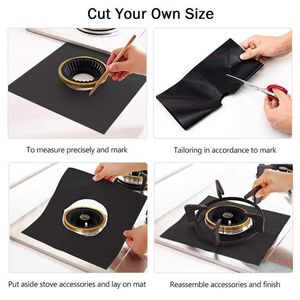 4Pcs Gas Stove Protectors Reusable Burner Covers Kitchen Mat Liner Top Protector Cleaning Pad