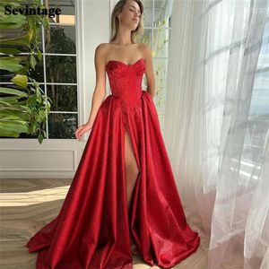 فساتين الحفلات sevintage red red prom a-line blitless ruched high mid split simplics length vestidos de gala 2024