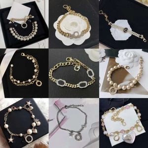 Designer Star Pearl Diamond Charm Bracelet Gold Pearl Heart Bracelet for Woman Gift Stainless Steel Bracelet Fashion Jewelry Supply