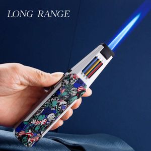 Popular New Direct Injection Gun ZB198 Lighter Direct Injection Blue Flame Welding Gun Windproof Lighter Wholesale