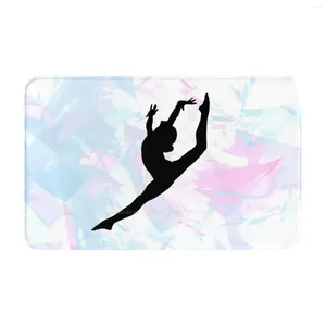 Mattor Vattenfärg Gymnastik Silhuett 3D Soft Non-Slip Mat Rug Carpet Foot Pad All Around Double Back Handstand