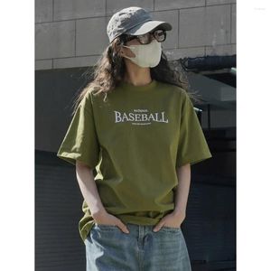 女性用Tシャツ女性レタープリント夏の丸い首のルーズトップス短袖のコットンオレンジティー快適なカジュアルファッション