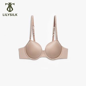 Lilysilk Silk Bh för kvinnor Plus Size Perfekt form Taglösa justerbara remmar Underwired Bh Push Up Underwear 240321