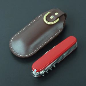 Tools Genuine Leather Tactical Tools Case Scabbard Knife Leather Case for 91 MM Army Folding Knife Protective Shell