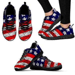 Casual Shoes InstantArts American Flag Design Black Soft Sole bekväma sneakers Nationella flaggor kräver anpassad utomhus