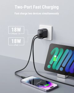 Voltme 36W USB C Wall Charger быстро зарядка, совместимая с iPhone14 Pro Max Quick Charge 3.0 со складной переносной штепсель