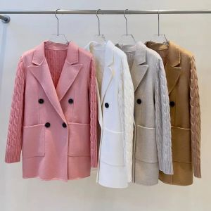 Women Wool Coat 2022 inverno Donna molto calda vera lana a maglia maglieria di lana di lana di lana di lana cappotto da donna