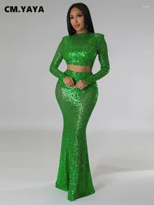 Рабочие платья CM.Женщины моды Sequined Rermaid Trumpet Long Maxi юбка для костюма