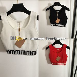 Sommar kort stil stickad väst sommarsport andas andn stickad väst kvinnor stickar tee designer brev tryckt knittrd väst sexig kamisol