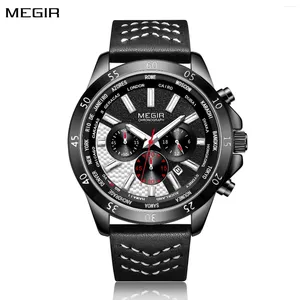 Zegarki sportowe megir megir dla męskiego luksusowego kwarcowego zegara chronograf skórzana moda swobodna ręka zegarek wojskowy RELOJ