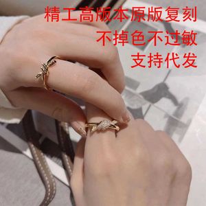 Brand Charm Seiko High Edition Original Reproduktion 925 Sterling Silver Fashion Diamond Bow Ring 18K Gold Smooth Twisted Mönster