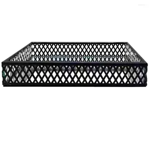 Förvaringslådor Gästhandduk Tray Metal Organizer Display Butik Kök Bänkskiva Black Mesh Easy Clean Highlight Dresser/Table.