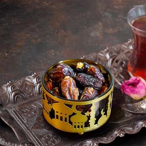 Decorative Figurines 1PC Middle East Muslim Metal Castle Coconut Fruit Tray Ins Tea Home Snacks Dried Snack Bowl With Lid