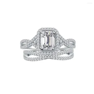 Clusterringe Zhen Chengda Linie Full Diamond zweiteiliger Ring -Set für Frauen S925 Silberhandwerk in Europa und Amerika