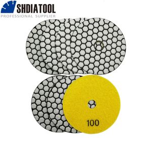 SHDIATOOL 7st 4/100mm Diamond Dry Polishing Pad For Granite Marble Grit #100 Flexibel hartslipningskivor Stone Polisher Pad 240321