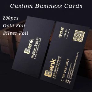 Umschläge 200pcs Visitenkarte passen Sie personalisierte Karten an 300 GSM 500 GSM Heiße Gold Sier Folie Stempel Stempel Glattes Touch -Kreditkarten