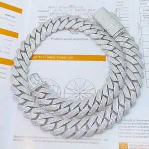 4 rader 18mm Moissanite Cuban Link Chain Halsband Män Sier Choker för kvinnor passerar diamanter testare med GRA