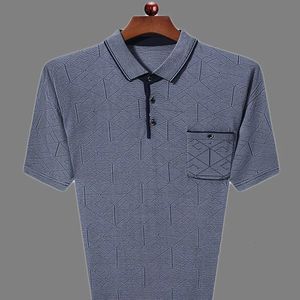 Summer Fashion Classic Business Casual Men Clothing Overiased Wygodne trend kontrastowy Kolor Pocked Polo Shirt 240318