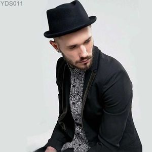 Breda randhattar hink 8-färg Mens diamant toppad gris kött paj hat ull fedora sunhat trilby jazz party reser utomhusstorlek US 7 1/4 uk L yq240403