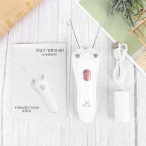 Razor USB Charging Ladies Removedor de cabelo facial Mulheres elétricas Epilador de encadeamento facial Remoção de cabelo Massageador de rosto de barbeador