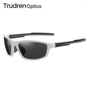 Óculos de sol Trudren UnisEx Sports polarizados para homens femininos TR-90 Wrap-Around Active Sun Glasses com almofadas de nariz ajustável 2063