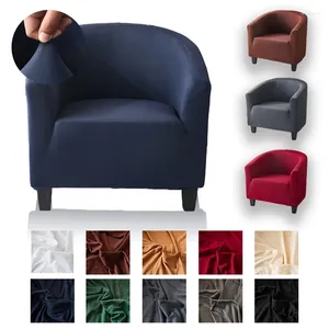 Chair Covers Solid Color Couch Sofa Cover Stretch Club Cafes Slipcover For Living Room Elastic Armchair Blue Single Seater Protector