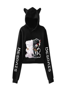 Anime Dangonronpa Monokuma Black Branco Urso Cultivo Top Capuz de Streetwear Kawaii CAT CRUPO CRUPO CORTE CURTO STREETHEATH STREETHEATH3394639