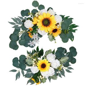 Fiori decorativi girasole artificiale fai -da -te matrimoniale composizione da parete fiore forniture di benvenuto segno rosa falsa foglie di eucalipto pianta