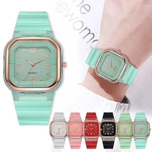 Wristwatches Women Colorful Sport Silicone Jelly Quartz Watch Men Casual Wristwatch Couple Unisex Wrist With Rhinestone
