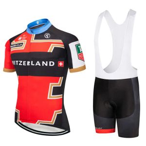 Sets Switzerland TEAM pro cycling jersey bibs shorts suit Ropa Ciclismo Mens summer quick dry BICYCLING Maillot wear