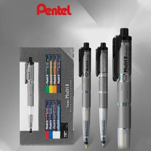 Pennor Japan Pentel Pencil Lead Holder and Lead Set, Multi 8 Set Automatic Knock Type Colered Pencils for Designer Artist on the Go