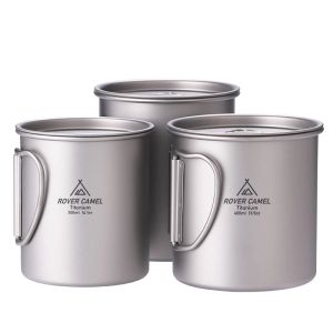 Lieferungen Outdoor Tragbarer Becher Ultraleicht Titanium Cup Camping Supplies Picknick -Wasserbecher mit faltbarem Griff 300 ml / 400 ml / 450 ml