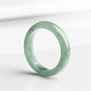 Klusterringar 4,5 mm bred naturlig grön jadeit charm Lucky Ring for Woman Mans gåva med certifikat Luxury Jade Fashion Vintage