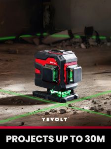 YVGLLL4XS12T-LB Nível de laser de 3 planos 3D 12 linhas de linha verde de autonivelamento da base rotativa do suporte magnético Ferramentas de medição