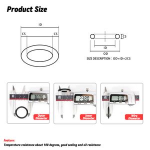 200/25 PCS O-RING Kauçuk Contalar Conta Halkası Seti Nitril Kauçuk Yüksek Basınçlı O-Rings NBR Sızdırmazlık Elastik Bant O Kauçuk Halkalar Seti