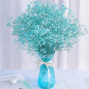 Dekorativa blommor blå torkad baby andas bukett perfekt för höst halloween dekor julbröllop diy naturliga hem buketter