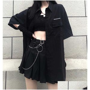 Zweiteiliger Kleid Korea Zzang Drei Set Dark Mini Women Rock School Uniformen A-Line High Taille Harajuka Gothic Anzüge Sets 210608 Drop d Dhwlp