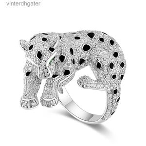 Top Quality 1to1 Original Frauen Designer 925 Silber plattiert Gold High Carbon Diamond Emailcarter Jaguar Serie Volldiamant Original Designer -Logo -Gravel Ring