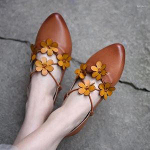 Casual Shoes Artmu Original Retro Blumen für Frauen -Ladungslaien Flats Fersen Frühling Echtes Leder Luxus elegante grüne Damen