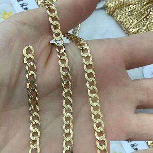 Pendanthalsband 4,77mm 3,1 mm AU750 Pure Solid Curb Link Real Mens Chain Quality Competitive Price 18K Gold Necklace Drop Delivery Je OT5YD