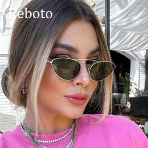 Sunglasses Small Metal Frame Cat Eye For Women Fashion Brand Sexy Triangle Women's 2024 Vintage Silver Eyewear Luxury