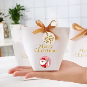 パーティーデコレーション24pcs/セットハロウィーンクリスマスキャンディーバッグホワイトブロンズタグクリエイティブ好意ギフトボックスパッケージバッグリボンタグクリスマス