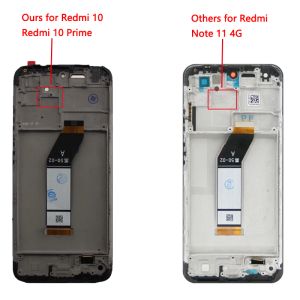 Original LCD für Xiaomi Redmi 10 LCD -Display -Touchsfeldbildschirm Digitalisierer Montage für Redmi 10 Prime 21061119AG LCD mit Frame