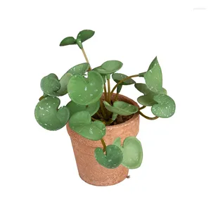 Dekoratif çiçekler yapay çiçek sahte sarmaşık yaprakları yeşil bitki simülasyonu bakır madeni para masa masası mini saksı bonsai bitkileri ev için