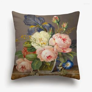 Cuscino europeo Flower Art Cover Olio floreale dipinto di lino cuscini decorativi per decorazione camera da letto decorazione per la casa
