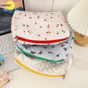 Storage Bags Fashion Korean Cotton Floral Cosmetic Pencil Pouch Bag Women Toiletry Makeup Female Beauty Make Up Cases