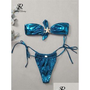 Bras define o estilo de férias de férias correres, sensual, ternos de fossa de renda sem alças da bainha da moda de roupa de baixo Shinny y Swimsuits Dr. Otxmz